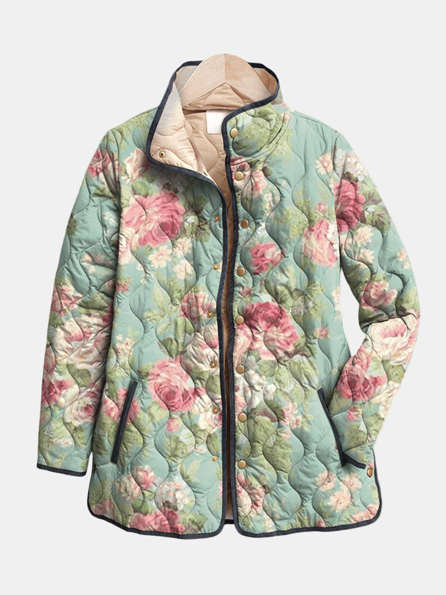 DELACROIX | Quilted Jacket with Light Antique Roses