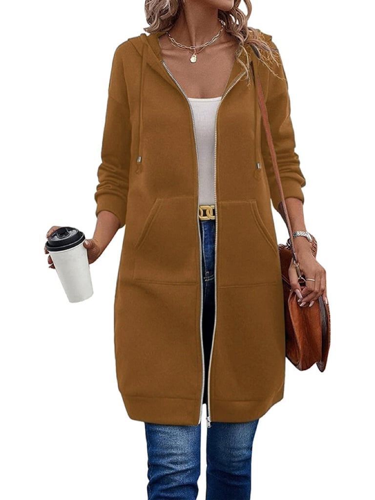 Agnes – Long Fleece Hooded Jacket