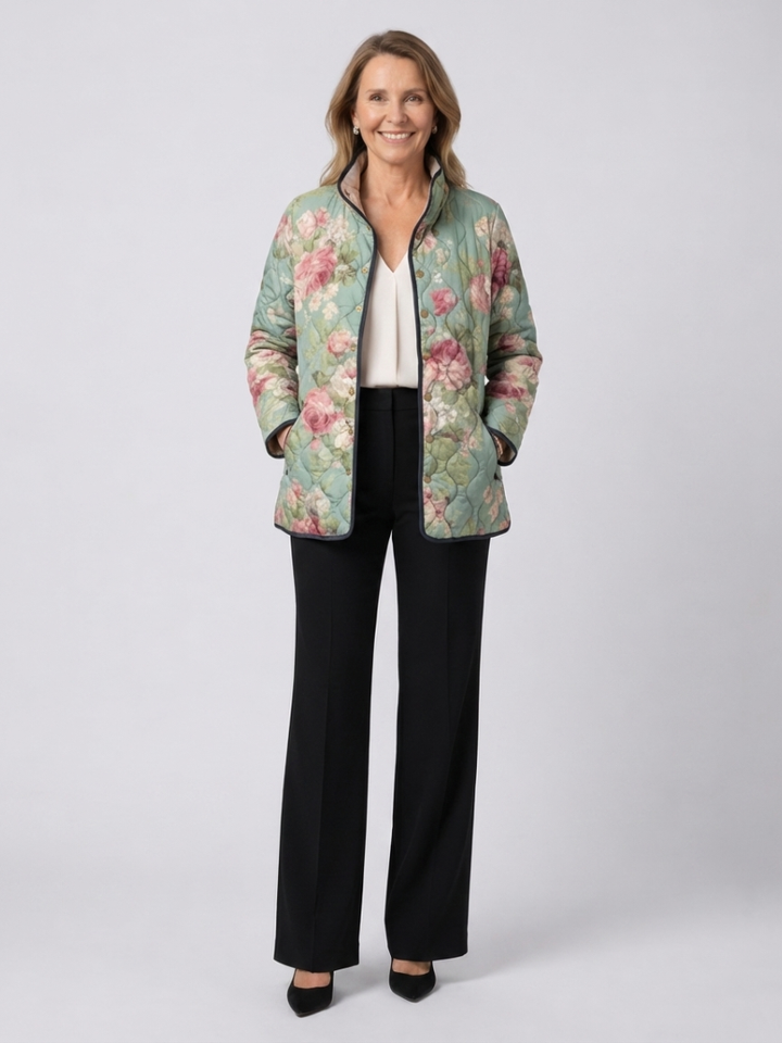 DELACROIX | Quilted Jacket with Light Antique Roses