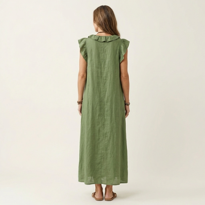 JOSETTE | ELEGANT RUFFLE V-NECK MAXI DRESS