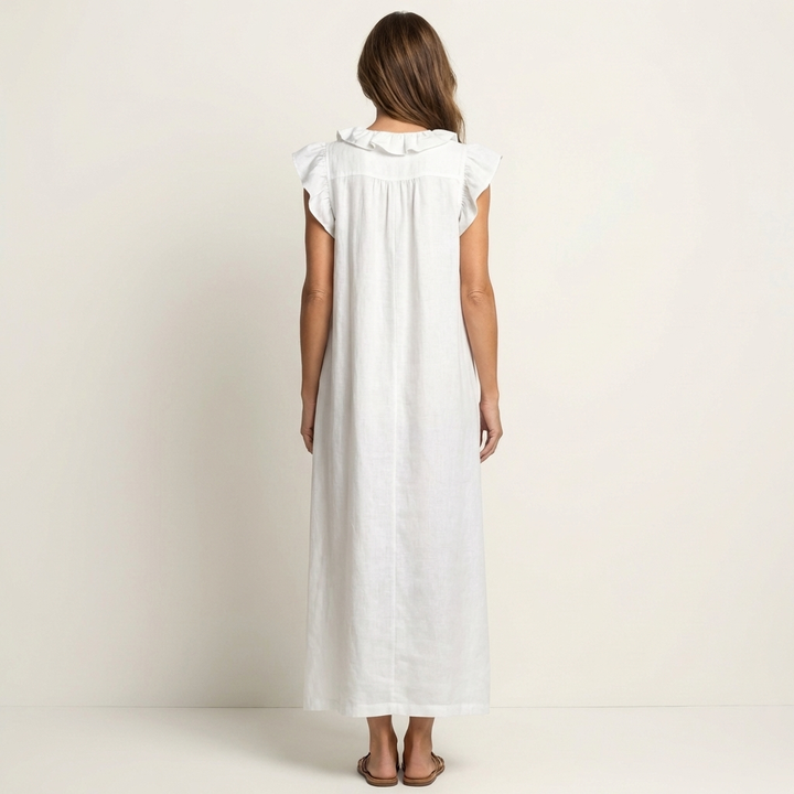 JOSETTE | ELEGANT RUFFLE V-NECK MAXI DRESS