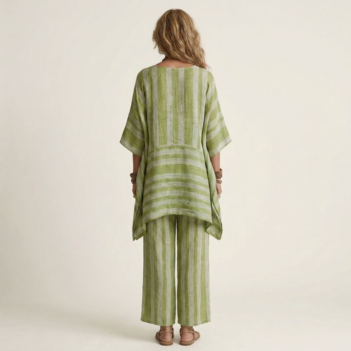 SASHA | TWO-PIECE STRIPED COTTON-LINEN SET