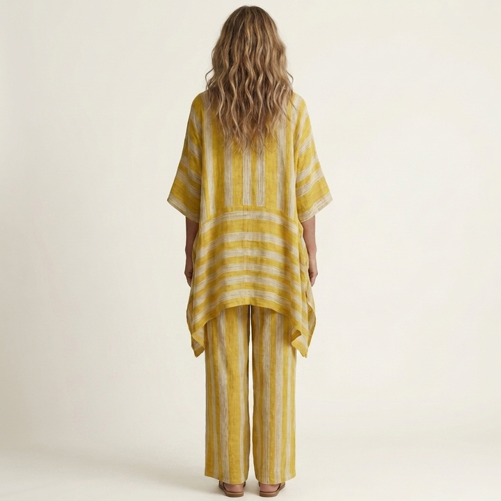 SASHA | TWO-PIECE STRIPED COTTON-LINEN SET