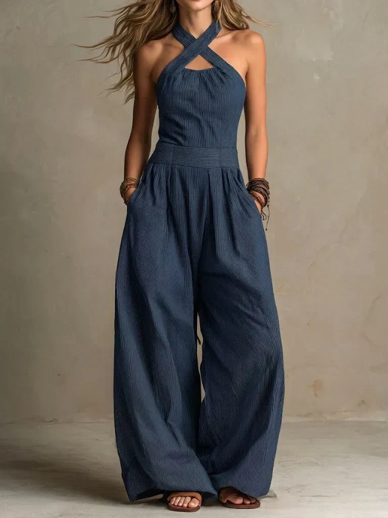 Bianca Elegant Jumpsuit with Crossover Neckline