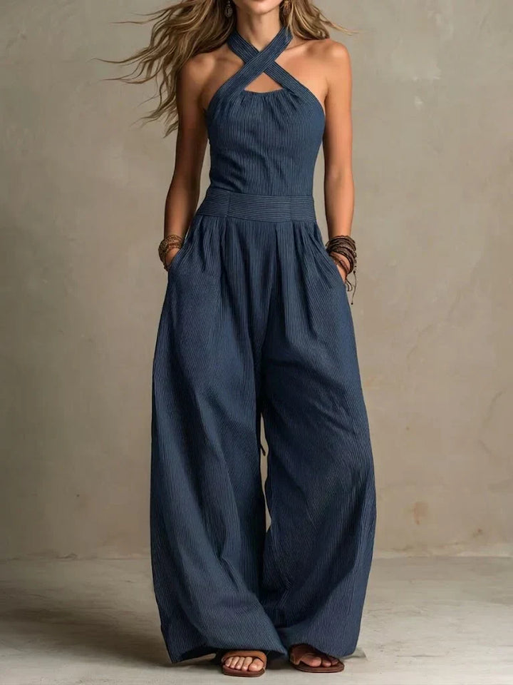 Bianca Elegant Jumpsuit with Crossover Neckline