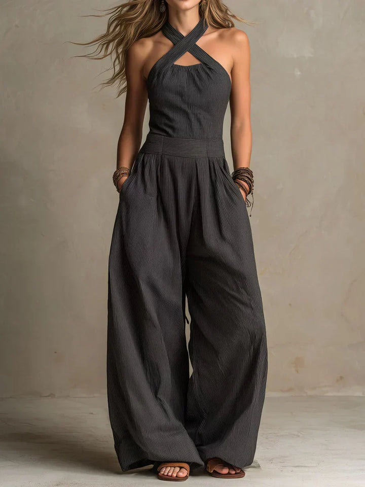 Bianca Elegant Jumpsuit with Crossover Neckline